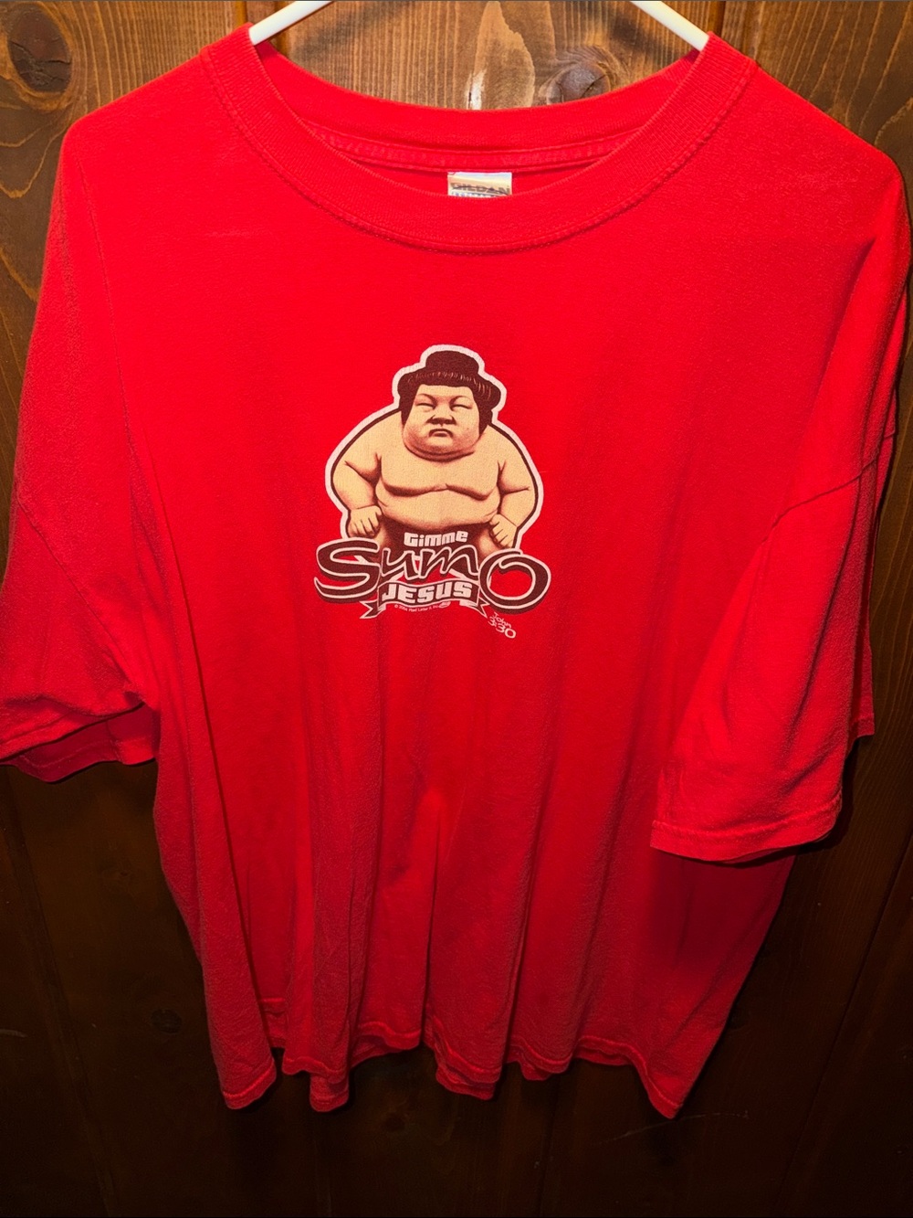 Gildan Red Short-Sleeve Tee with Sumo Graphic